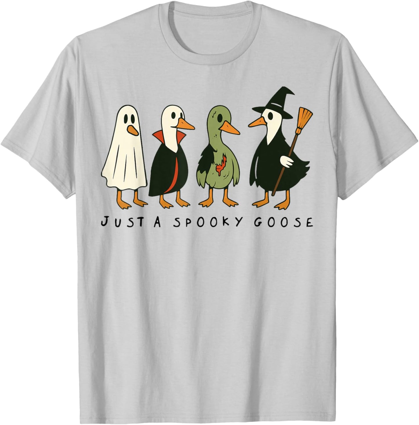 Just A Spooky Goose Halloween Silly Goose Funny Halloween T-Shirt - T-Shirt | Ash