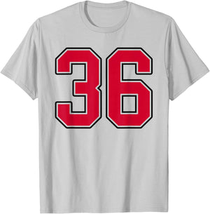 Red and Black Number 36 Jersey Player Uniform #36 T-Shirt - T-Shirt | Ash