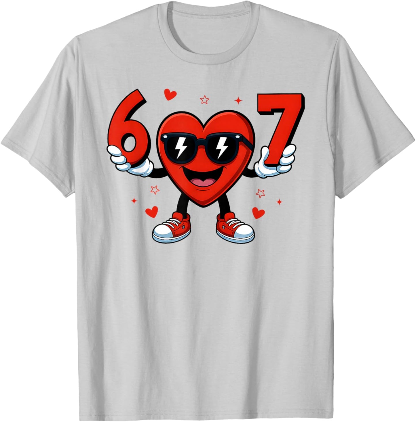 Funny Six Seven 6 7 Valentines Day Boys Girls Kids 67 Meme T-Shirt - T-Shirt | Ash