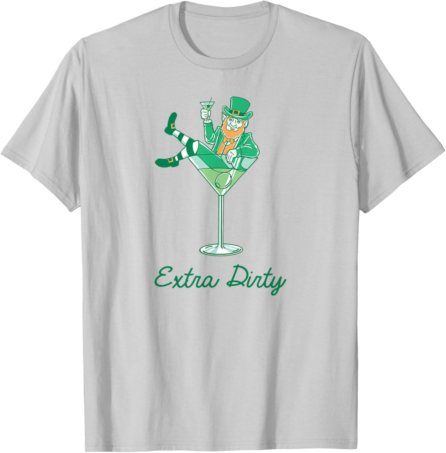 St. Patrick's Day Leprechaun Martini Extra Dirty T-Shirt - T-Shirt | Ash