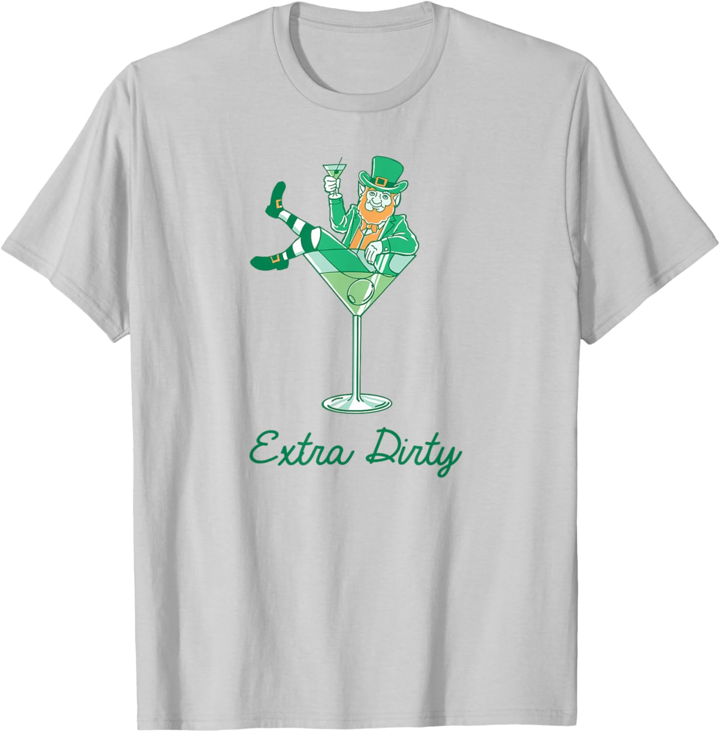 St. Patrick's Day Leprechaun Martini Extra Dirty T-Shirt - T-Shirt | Ash