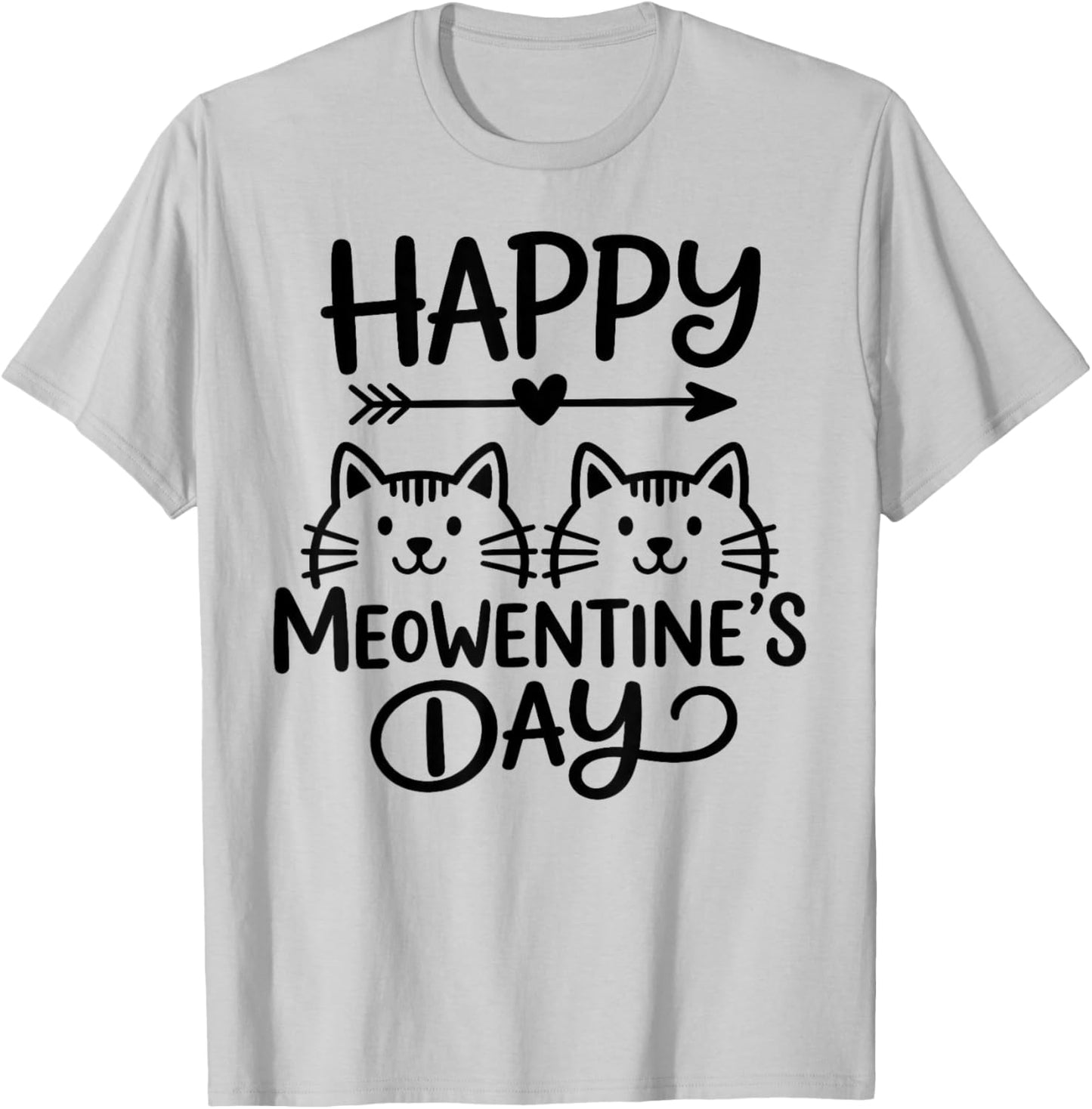 Happy Meowentine's Day Valentine T-Shirt - T-Shirt | Ash