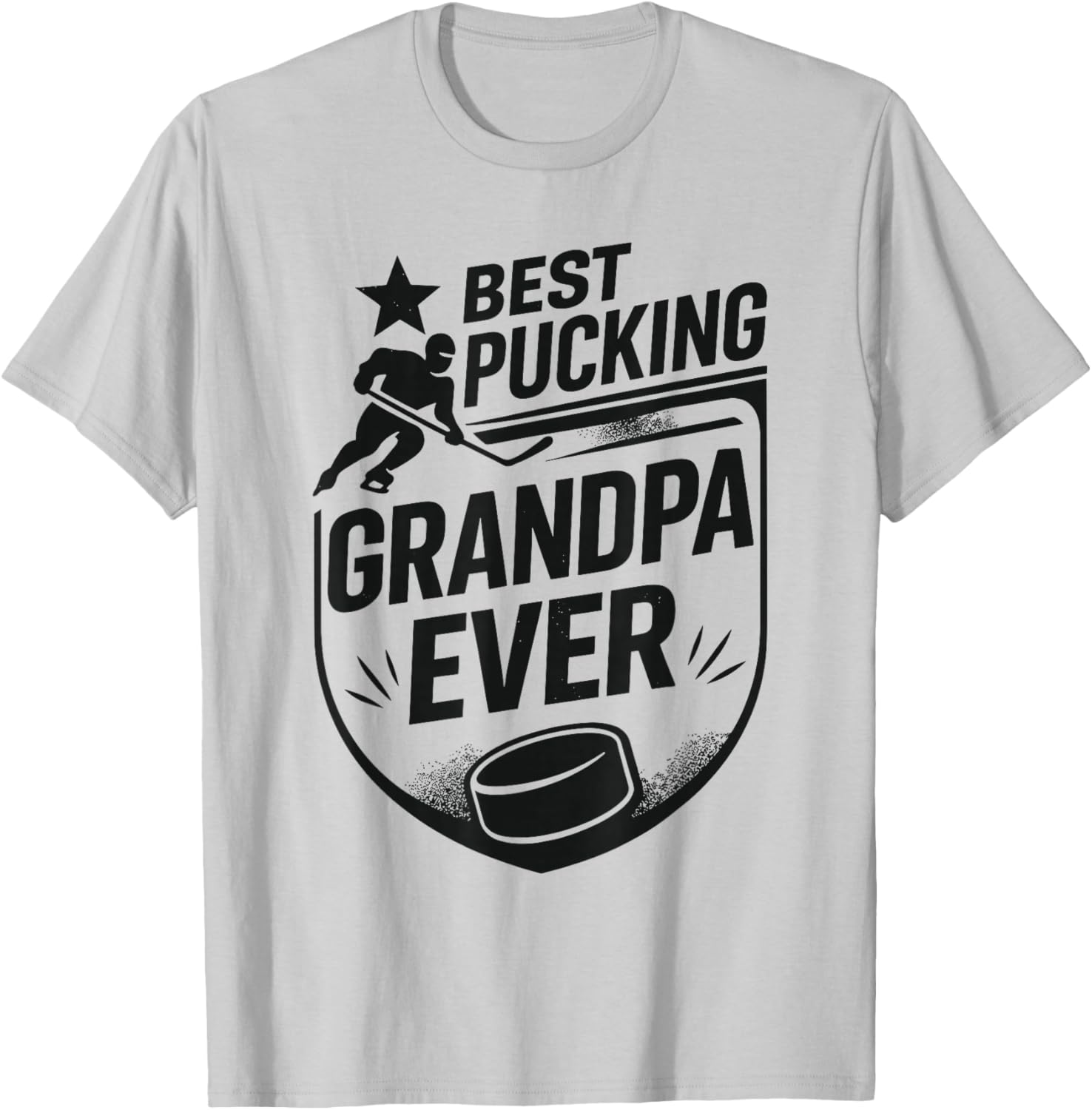 Best Pucking Grandpa Ever Shirt Hockey Lover T-Shirt - T-Shirt | Ash