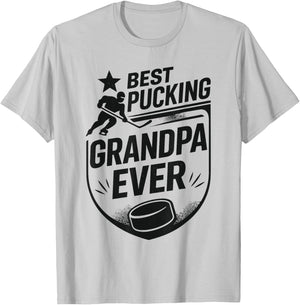 Best Pucking Grandpa Ever Shirt Hockey Lover T-Shirt - T-Shirt | Ash