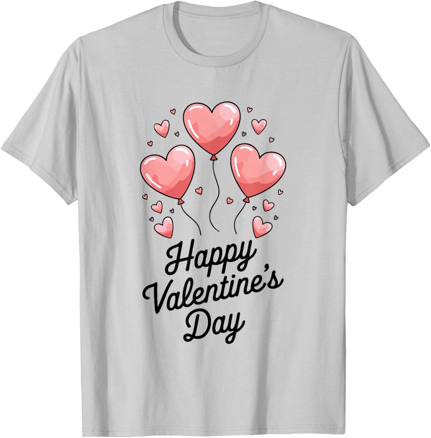 Valentine's Day Heart Shaped Balloons Whimsical Cute T-Shirt - T-Shirt | Ash