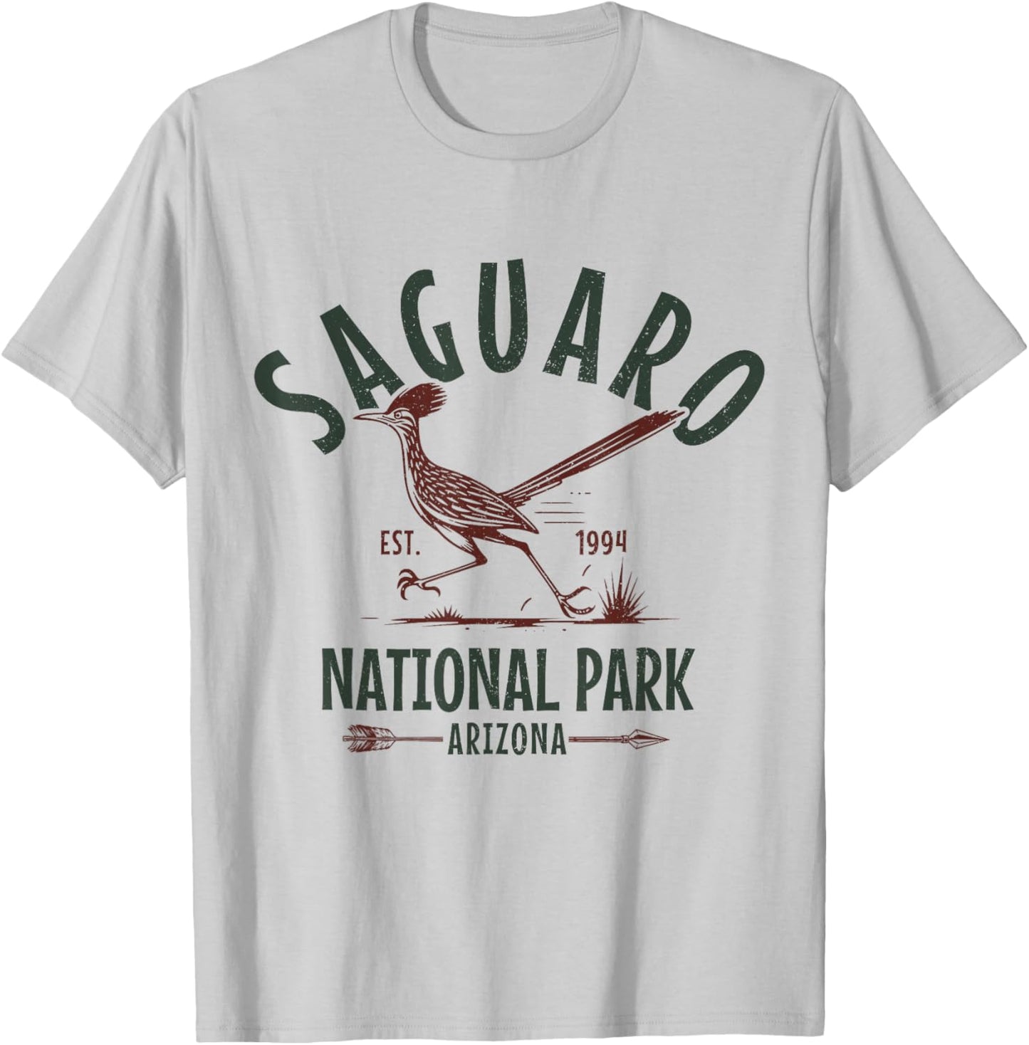 Saguaro Tucson Arizona National Park Roadrunner Souvenir T-Shirt - T-Shirt | Ash