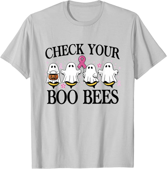 Check Your Boo Bees Funny Breast Cancer T-Shirt - T-Shirt | Ash