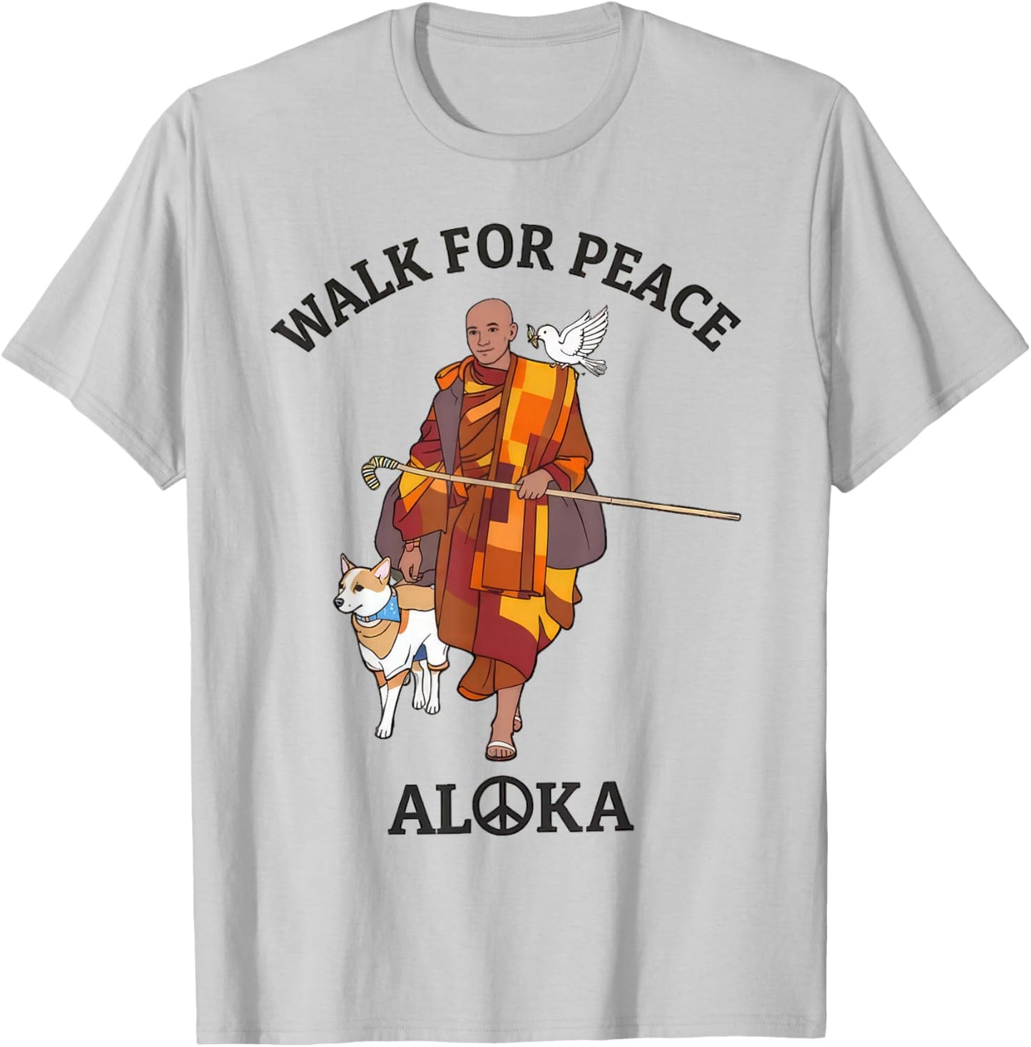 Walk for Peace Buddhist Monks Inspirational Journey T-Shirt - T-Shirt | Ash