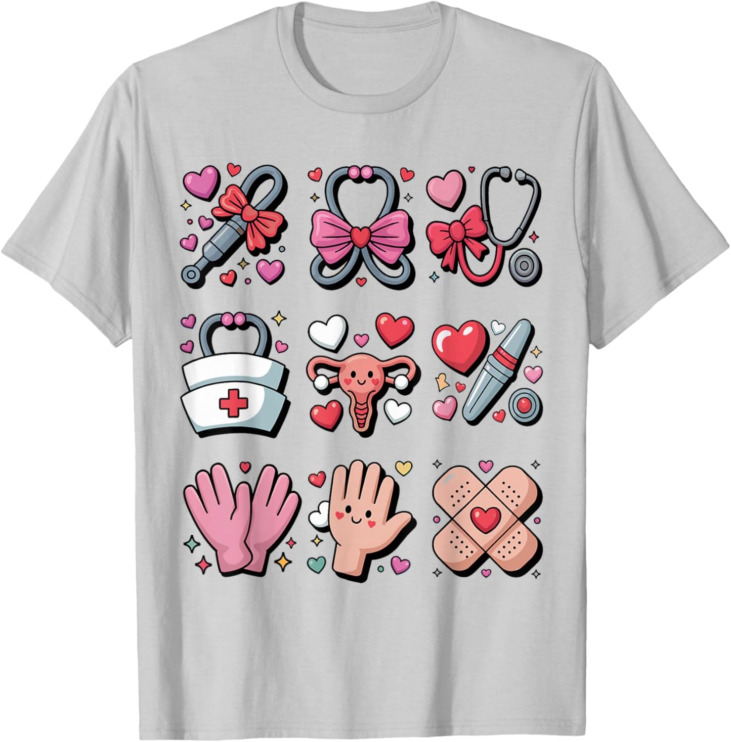 OBGYN Nurse Valentines Day Obstetrics Gynecologist L&D Heart T-Shirt - T-Shirt | Ash