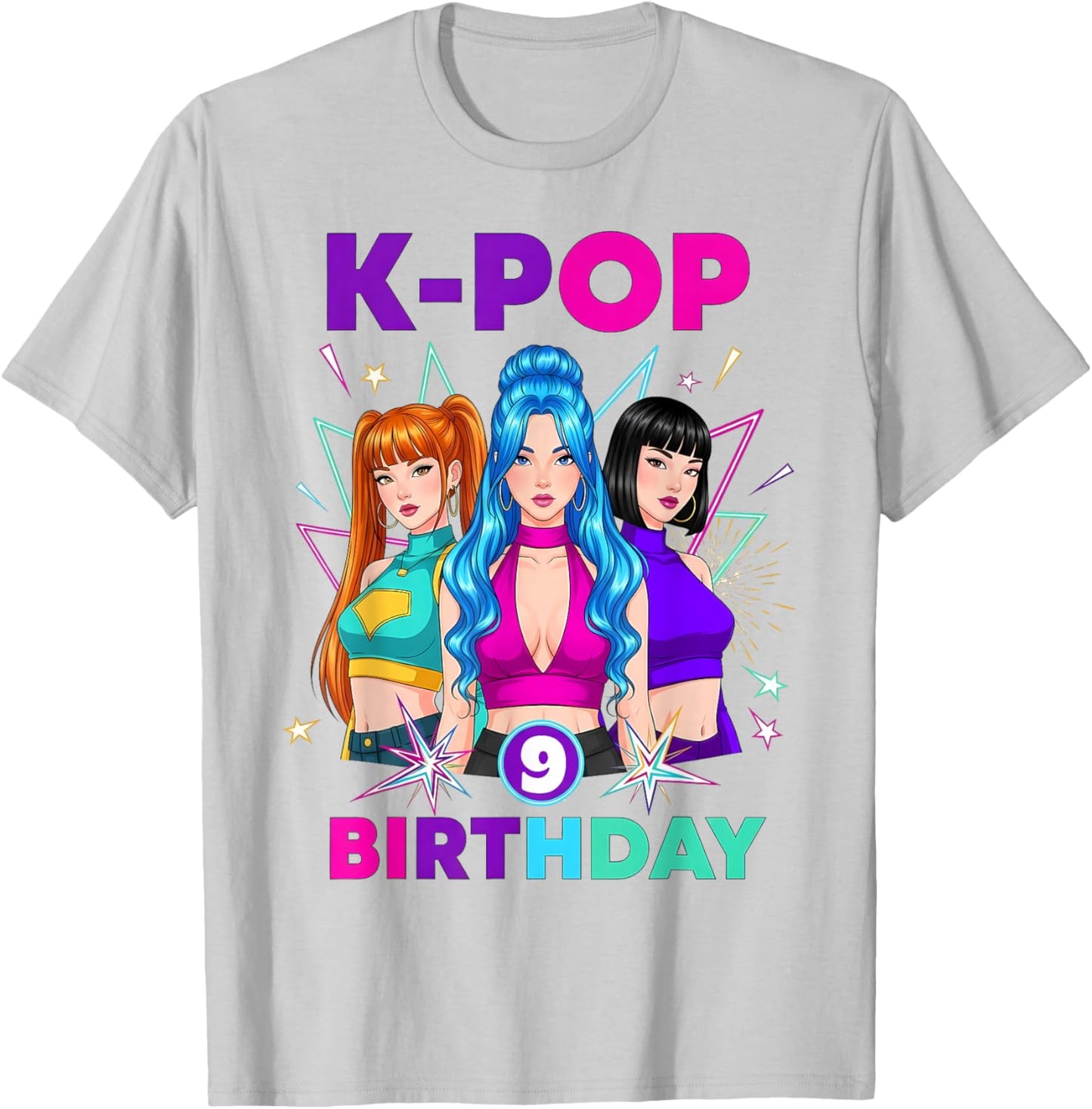 9 Years Old Birthday K Pop Kids 9th Birthday Girls K-pop T-Shirt - T-Shirt | Ash