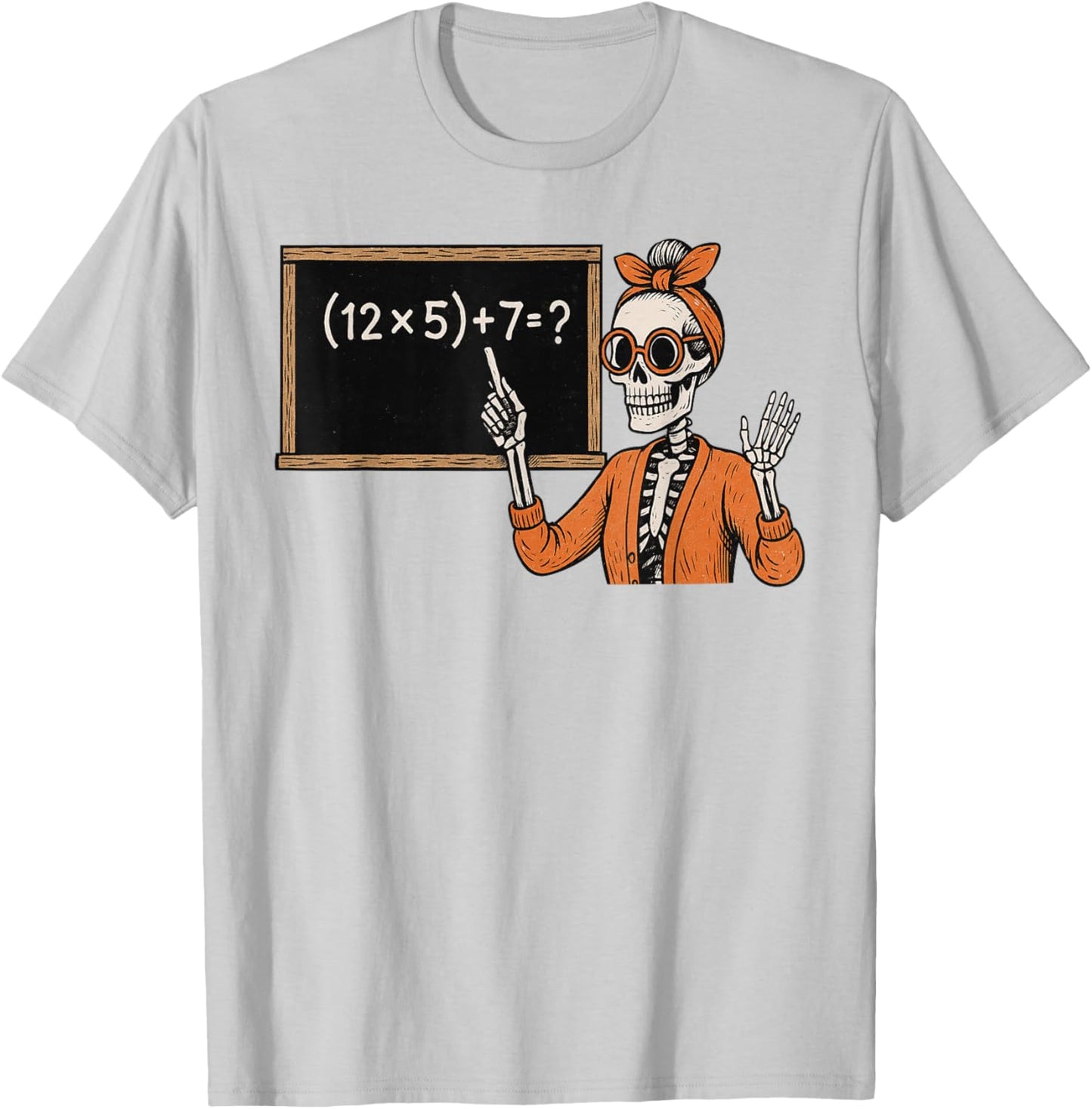 67 Teacher Halloween Skeleton Six Seven Meme Brainrot Math T-Shirt - T-Shirt | Ash