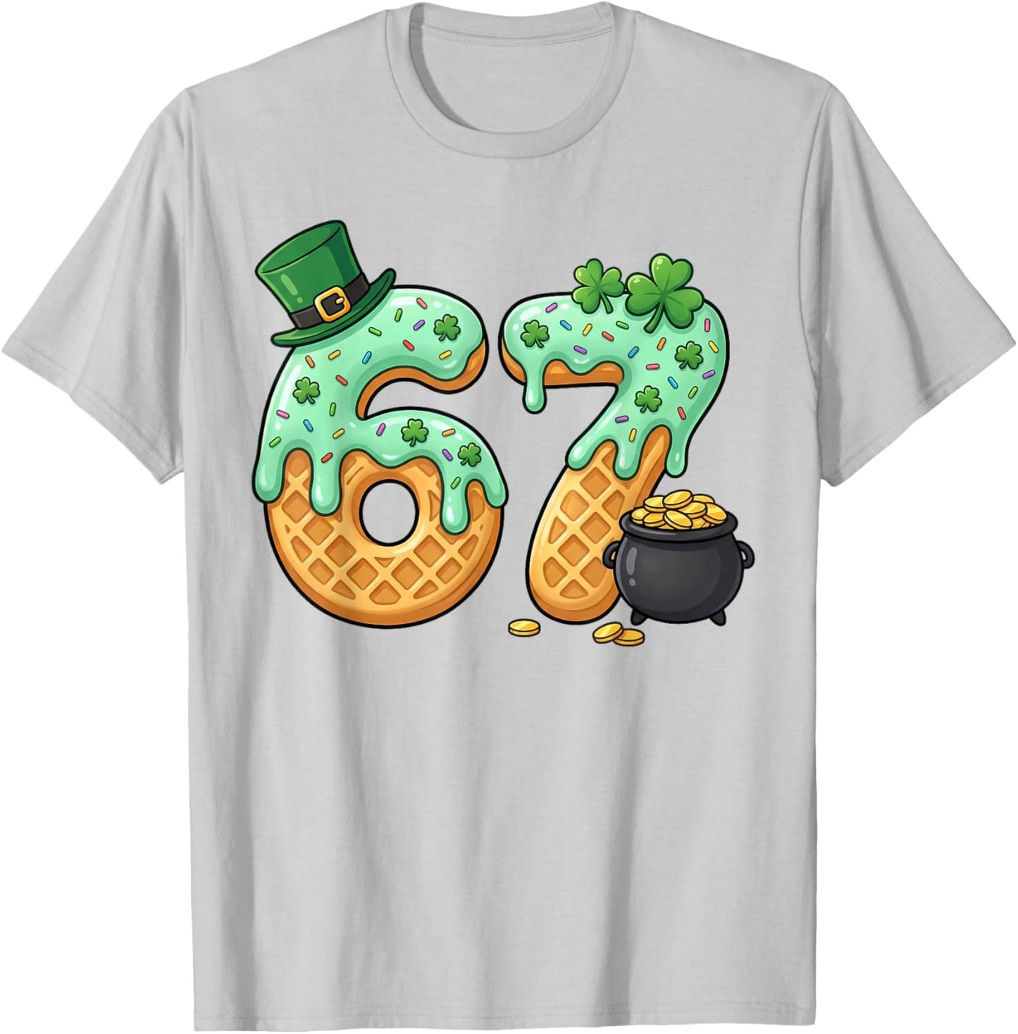 St Patrick’s Day Clover 6 7 Viral Meme Funny T-Shirt - T-Shirt | Ash
