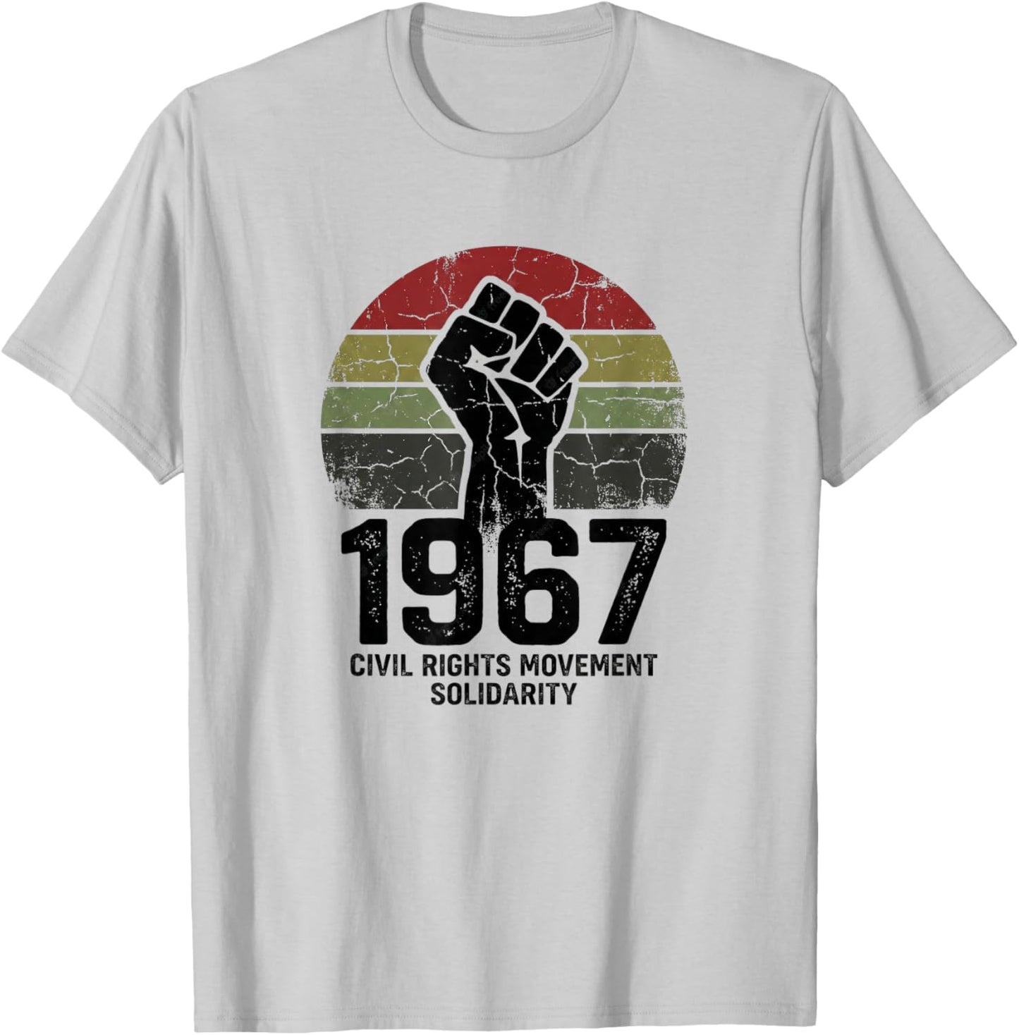 Black History Month 1967 Civil Rights Power Fist T-Shirt - T-Shirt | Ash
