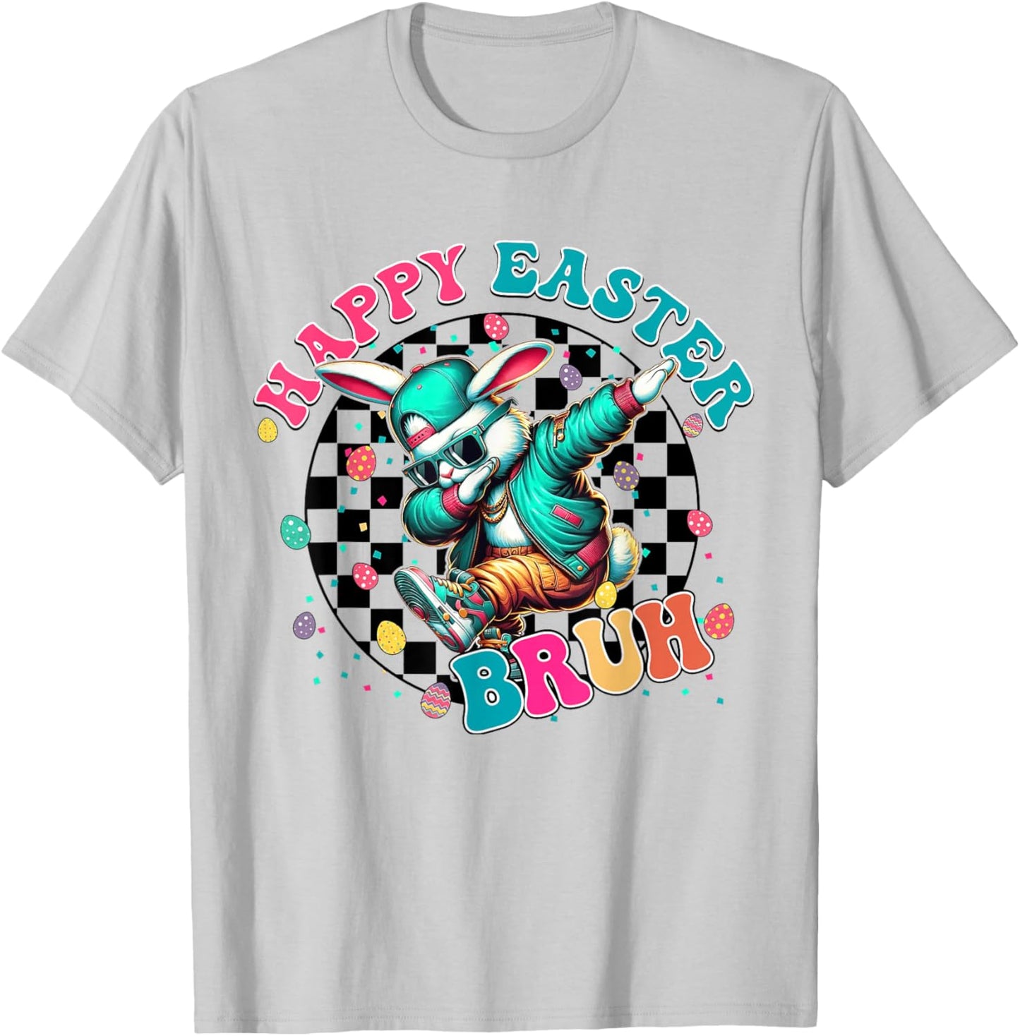 Happy Easter Bruh Dabbing Bunny Egg Hunt Kids Boys T-Shirt - T-Shirt | Ash