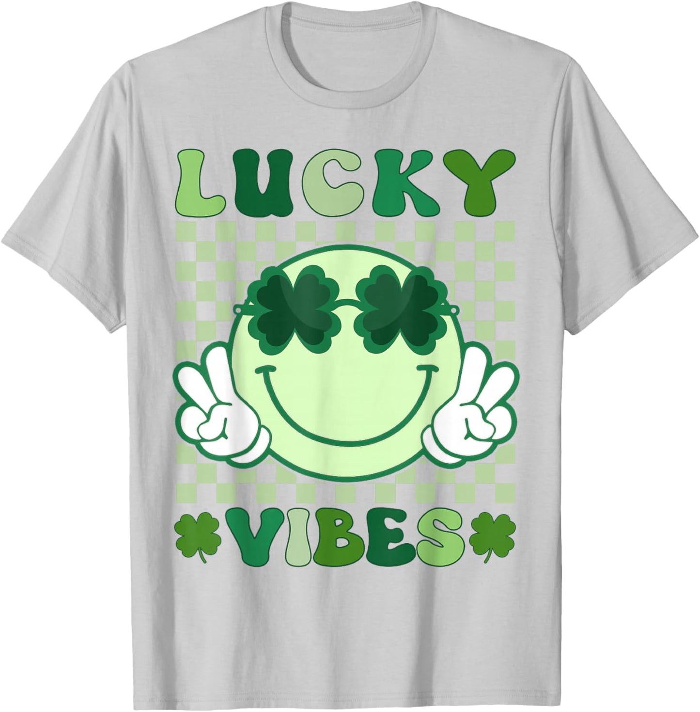 Groovy St Patricks Day Shirts Men Kids Lucky Vibes T-Shirt - T-Shirt | Ash