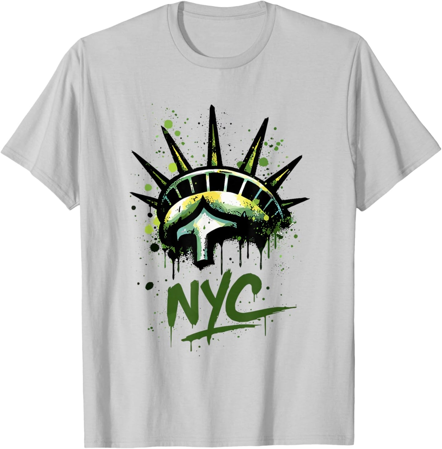 New York Statue of Liberty Crown Street Art Design T-Shirt - T-Shirt | Ash