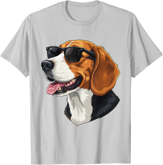 Funny Beagle Lover Retro Dog Sunglasses Dogs Pets Animals T-Shirt - T-Shirt | Ash