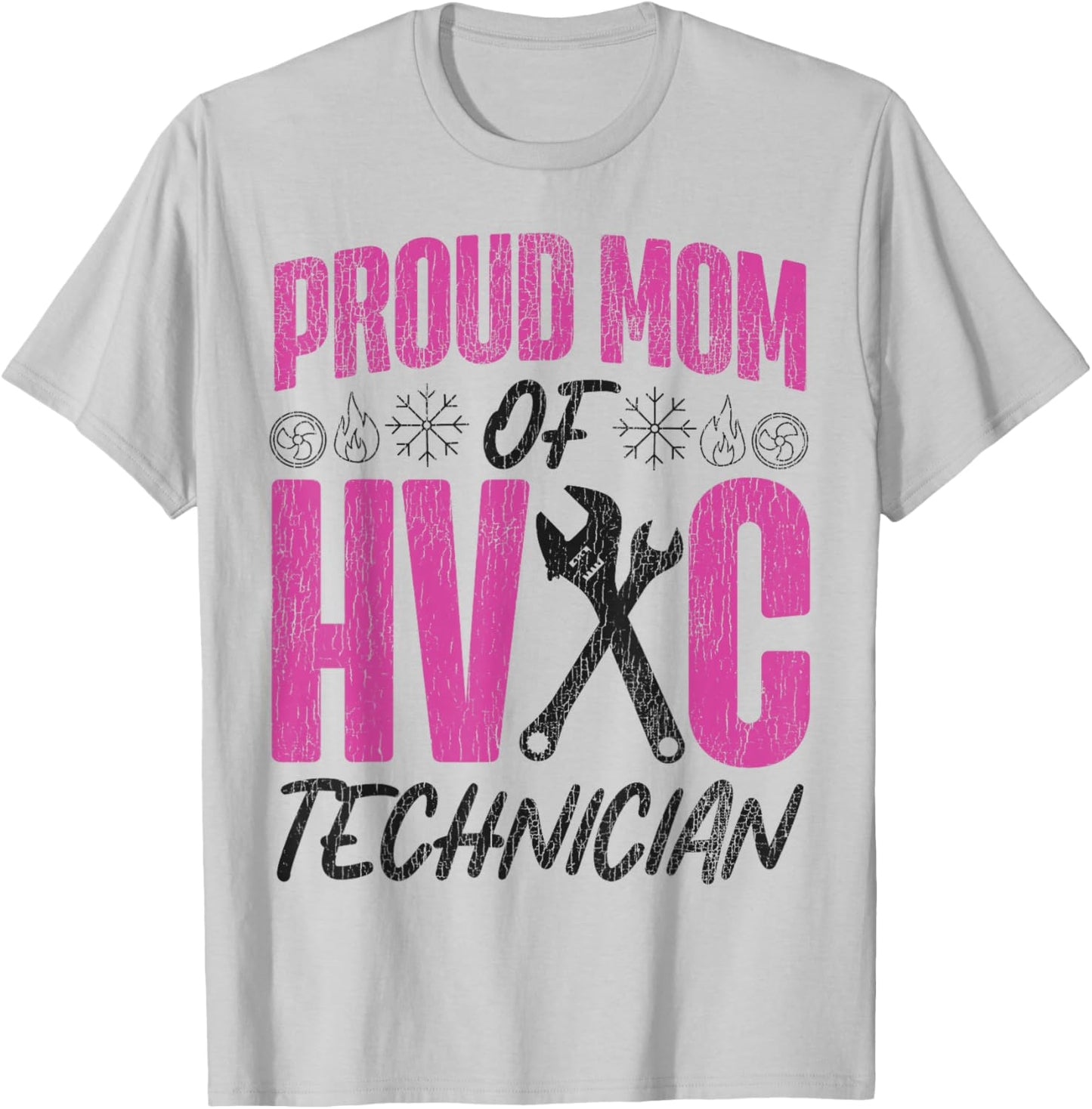 HVAC Technician Tech Mom Vintage Proud Mom of A HVAC T-Shirt - T-Shirt | Ash