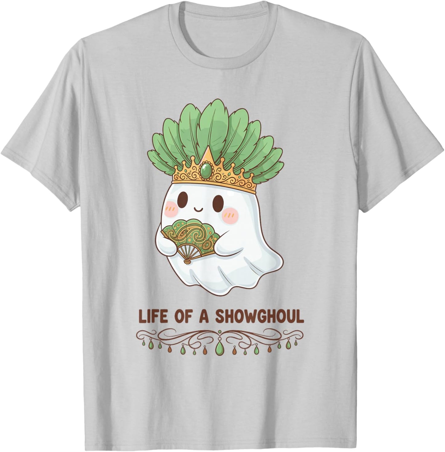Life of a Showghoul Cute Kawaii Ghost Showgirl Design T-Shirt - T-Shirt | Ash
