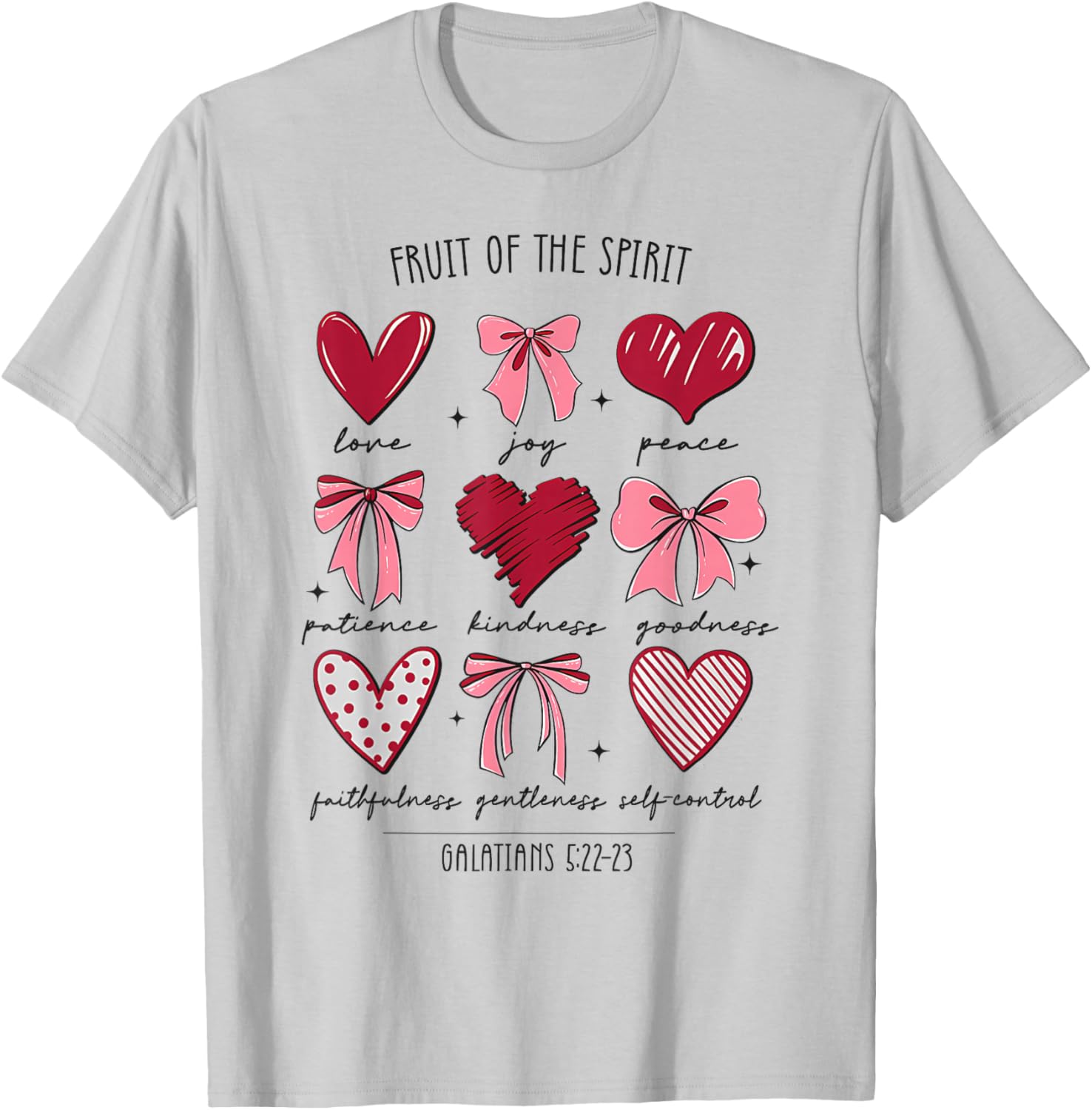 Fruit of The Spirit Christian Hearts Galatians 5:22-23 T-Shirt - T-Shirt | Ash