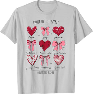 Fruit of The Spirit Christian Hearts Galatians 5:22-23 T-Shirt - T-Shirt | Ash