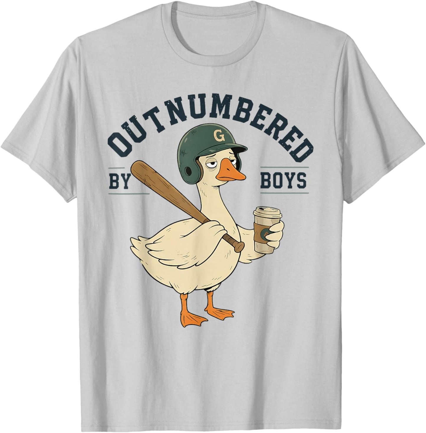 Outnumbered By Boys Goose Funny Boy Mom Life Meme T-Shirt - T-Shirt | Ash