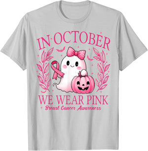 in October We Wear Pink Breast Cancer Awareness T-Shirt - T-Shirt | Ash