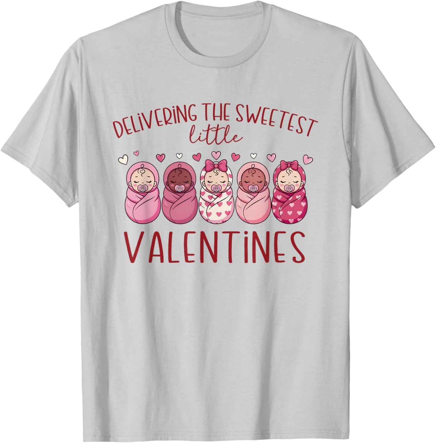 Women Labor and Delivery Nurse Valentine's Day L & D T-Shirt - T-Shirt | Ash