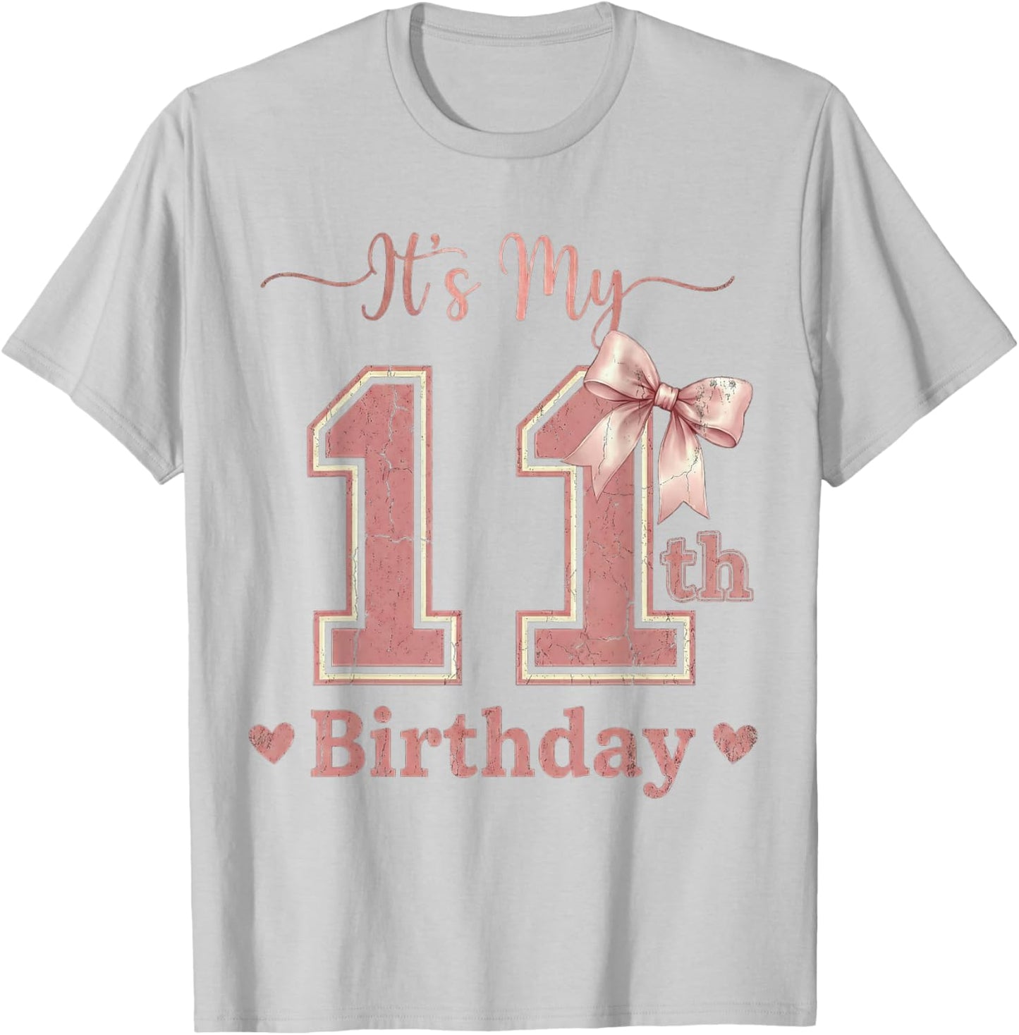 It's My 11th Birthday Girl Coquette Bow Pink 11 Year Old T-Shirt - T-Shirt | Ash