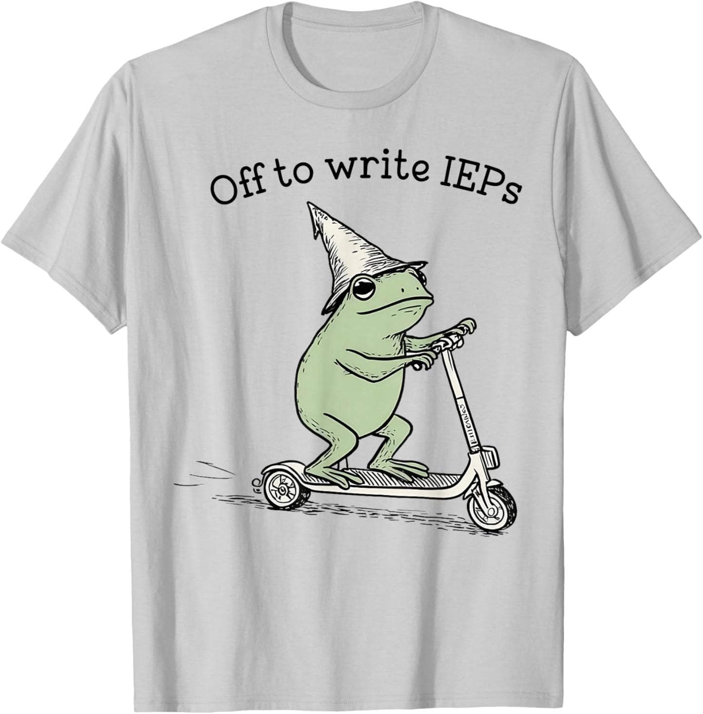 Off to Write IEPs - School Psychologist IEP Frog Scooter T-Shirt - T-Shirt | Ash