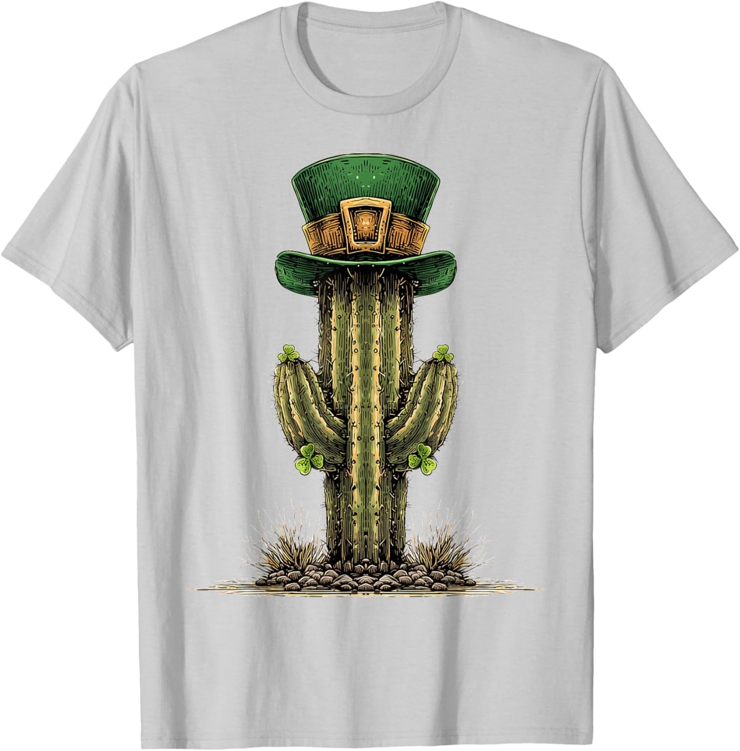 Cactus St. Patricks Day Pattys Day Irish Leprechaun Ireland T-Shirt - T-Shirt | Ash