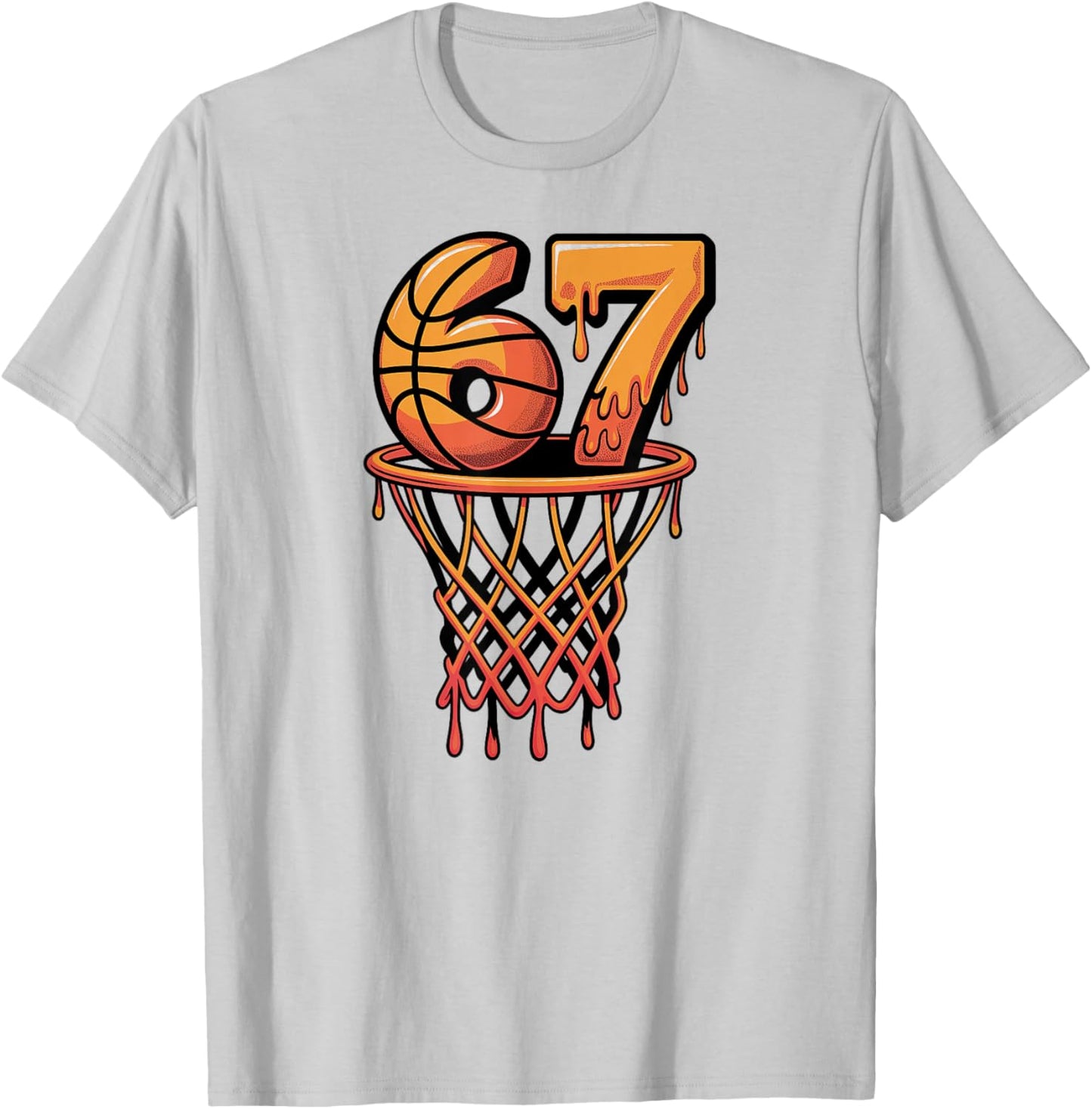 67 Basketball Ice Cream Drip Six Seven T-Shirt - T-Shirt | Ash