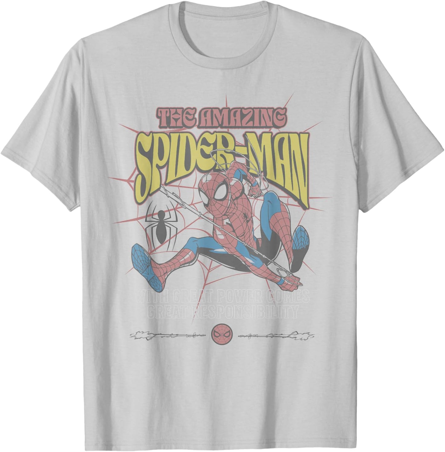 Marvel Comics Spider-Man Great Power Great Responsibility T-Shirt - T-Shirt | Ash