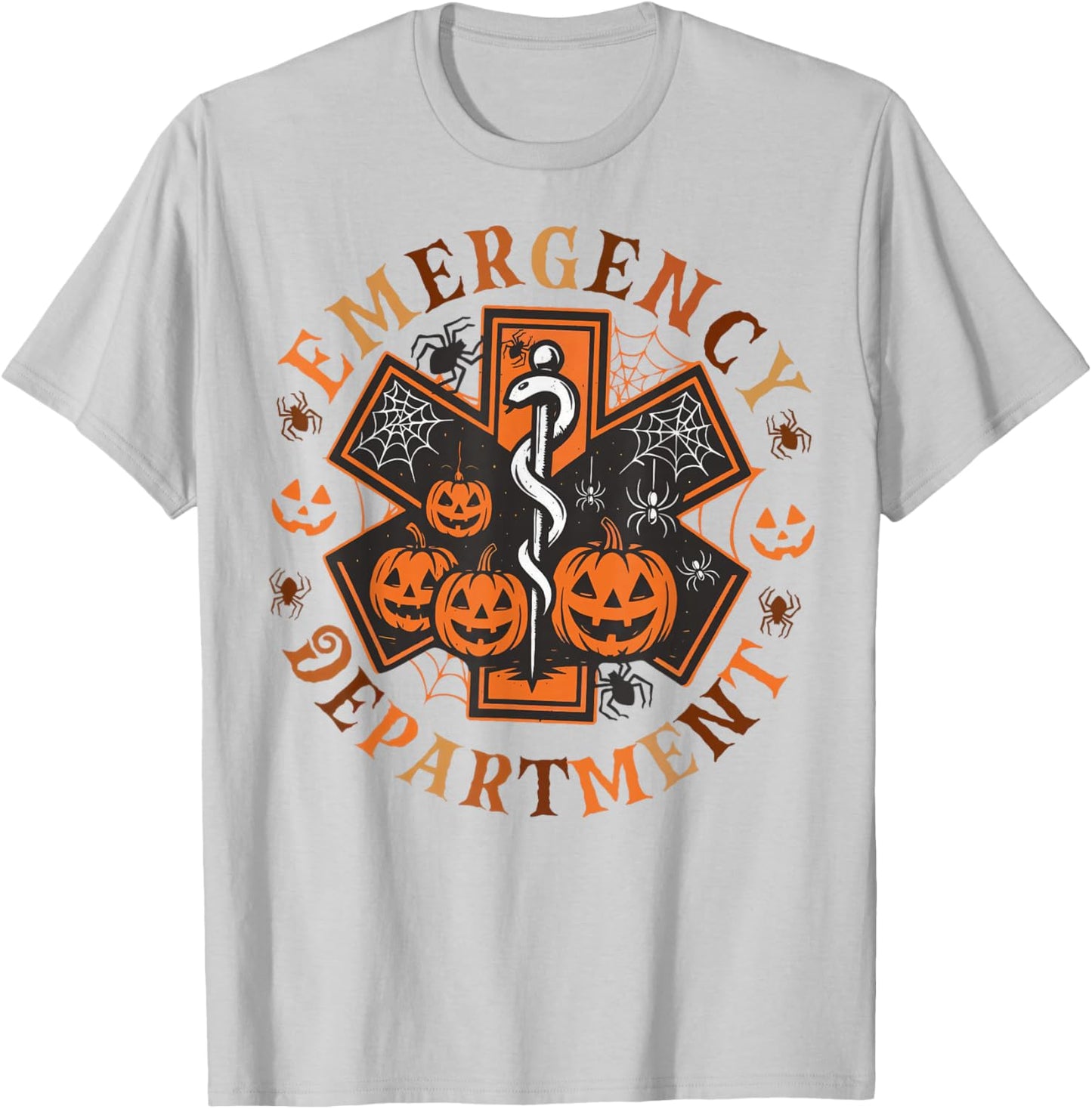 Spooky Nurse Emergency Department Emergency Room Halloween T-Shirt - T-Shirt | Ash