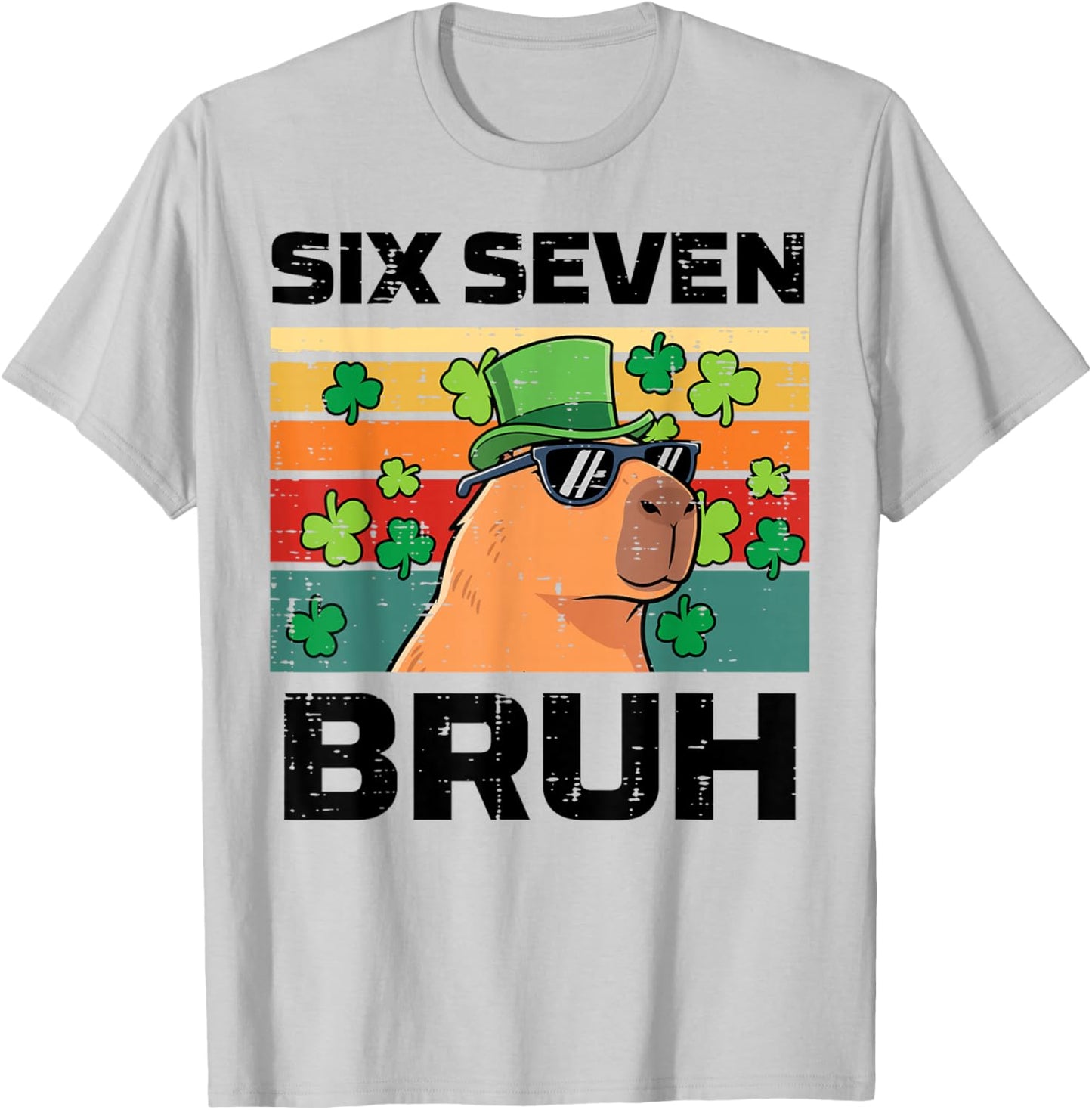 Six Seven Bruh Capybara 6 7 St Patricks Day Kids Boys Youth T-Shirt - T-Shirt | Ash
