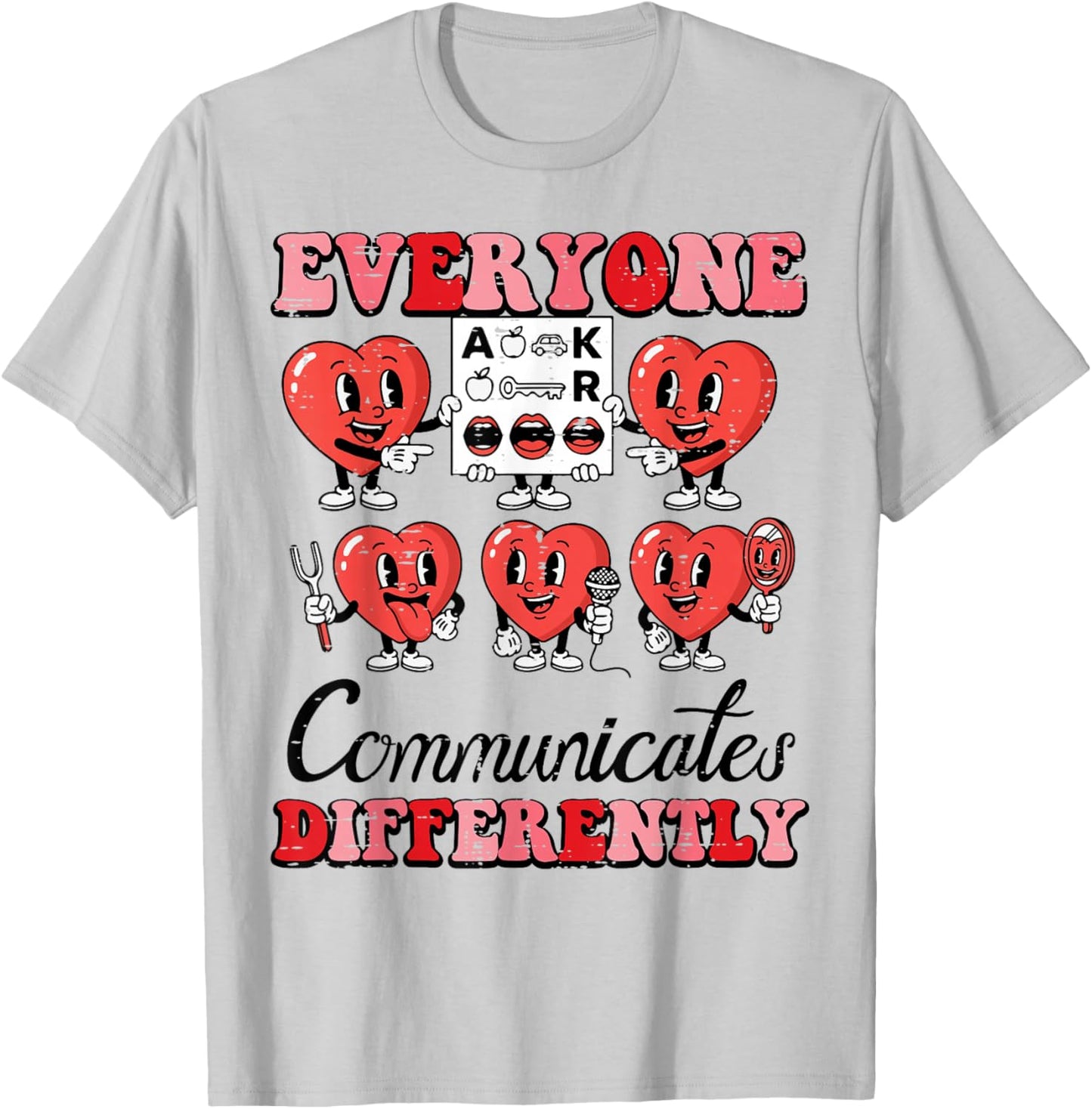 Everyone Communicates Differently Valentines Day Speech Kids T-Shirt - T-Shirt | Ash