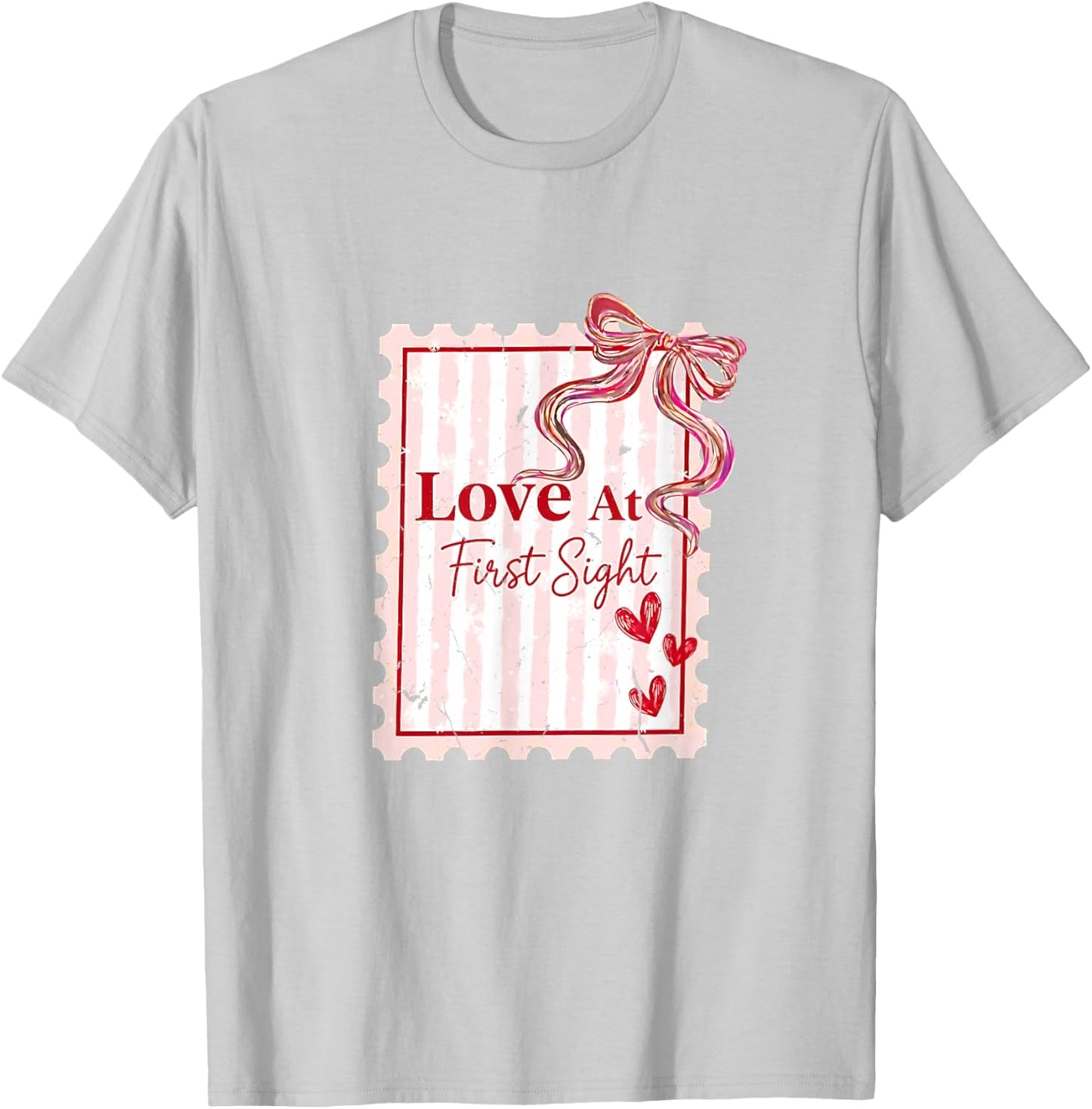 Love at First Sight Cute Valentines Days Stamp T-Shirt - T-Shirt | Ash