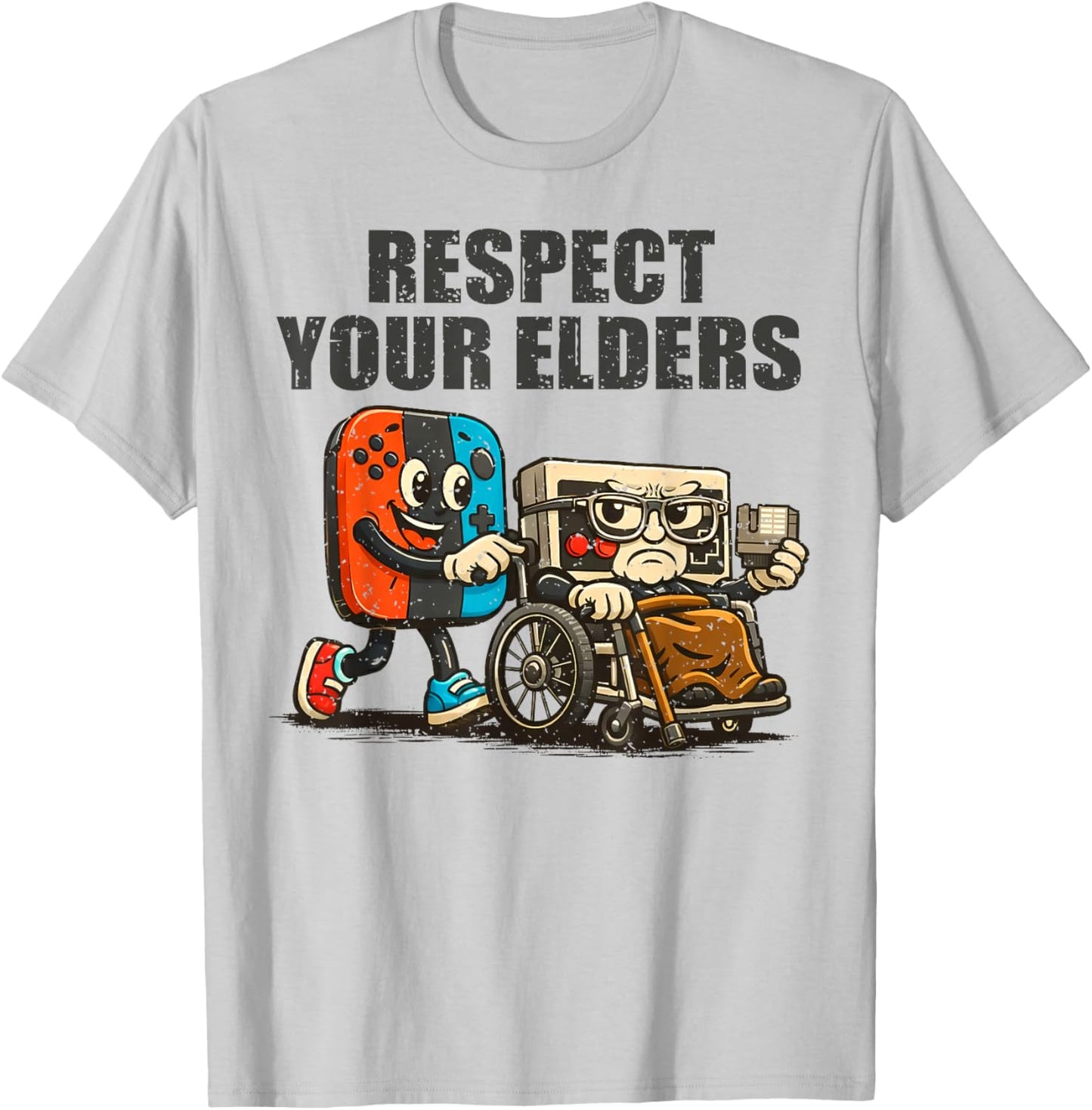 Respect Your Elders Retro Gaming Funny Gamer Controller 80s T-Shirt - T-Shirt | Ash