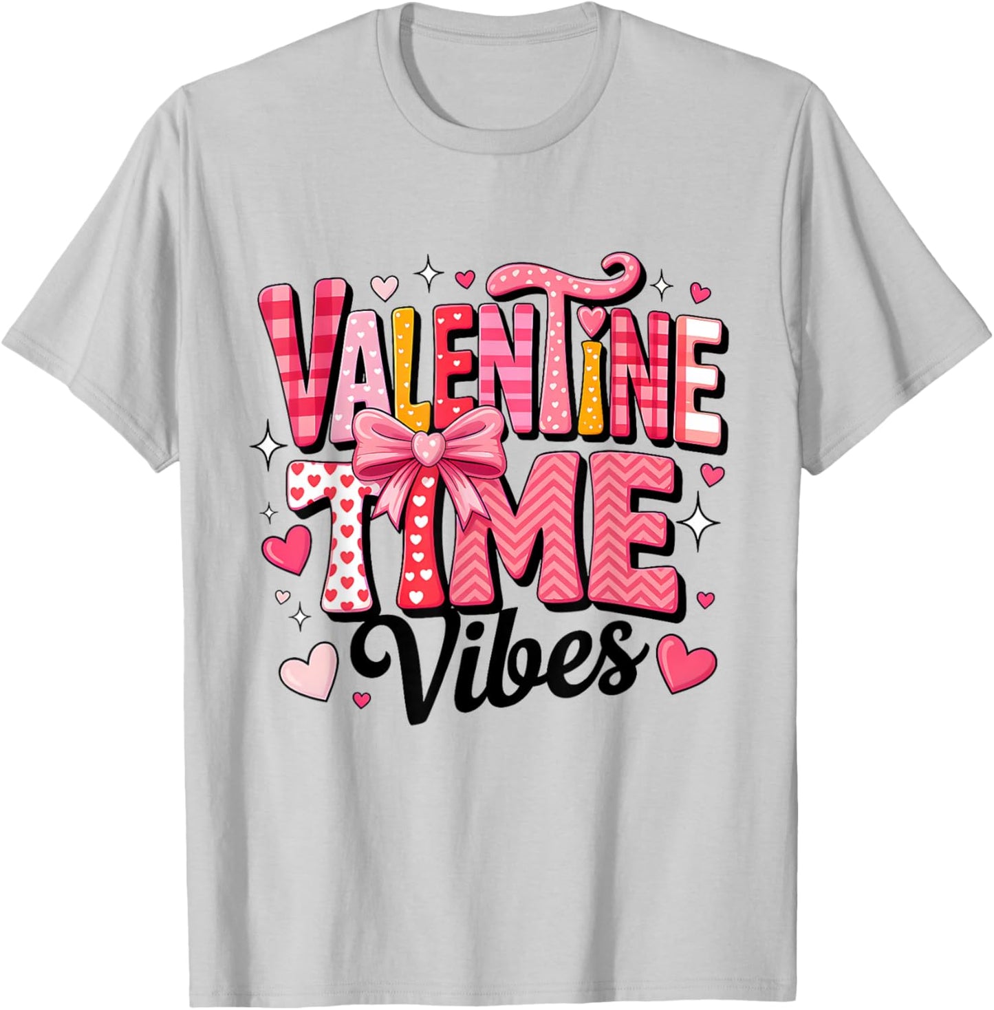Valentine Vibes Happy Valentine Pink Bow Girl Kids T-Shirt - T-Shirt | Ash