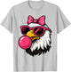 Bald Eagle Pink Sunglasses Bubblegum Bow Cute Girls Design T-Shirt - T-Shirt | Ash