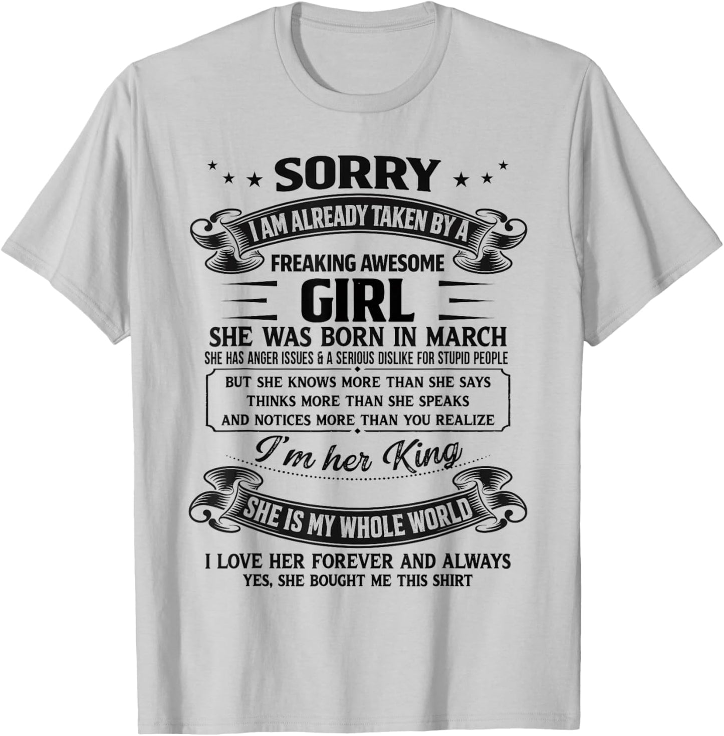 I Am Already Taken by Freaking Awesome Girl Born in March T-Shirt - T-Shirt | Ash