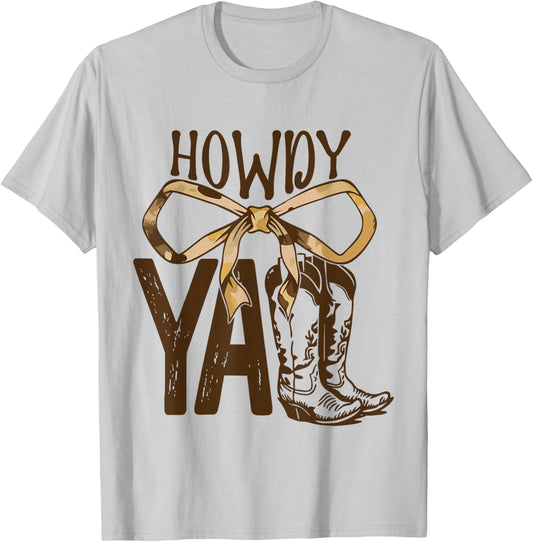 Howdy Y’All Cute Cowgirl Boots Southern Charm T-Shirt - T-Shirt | Ash