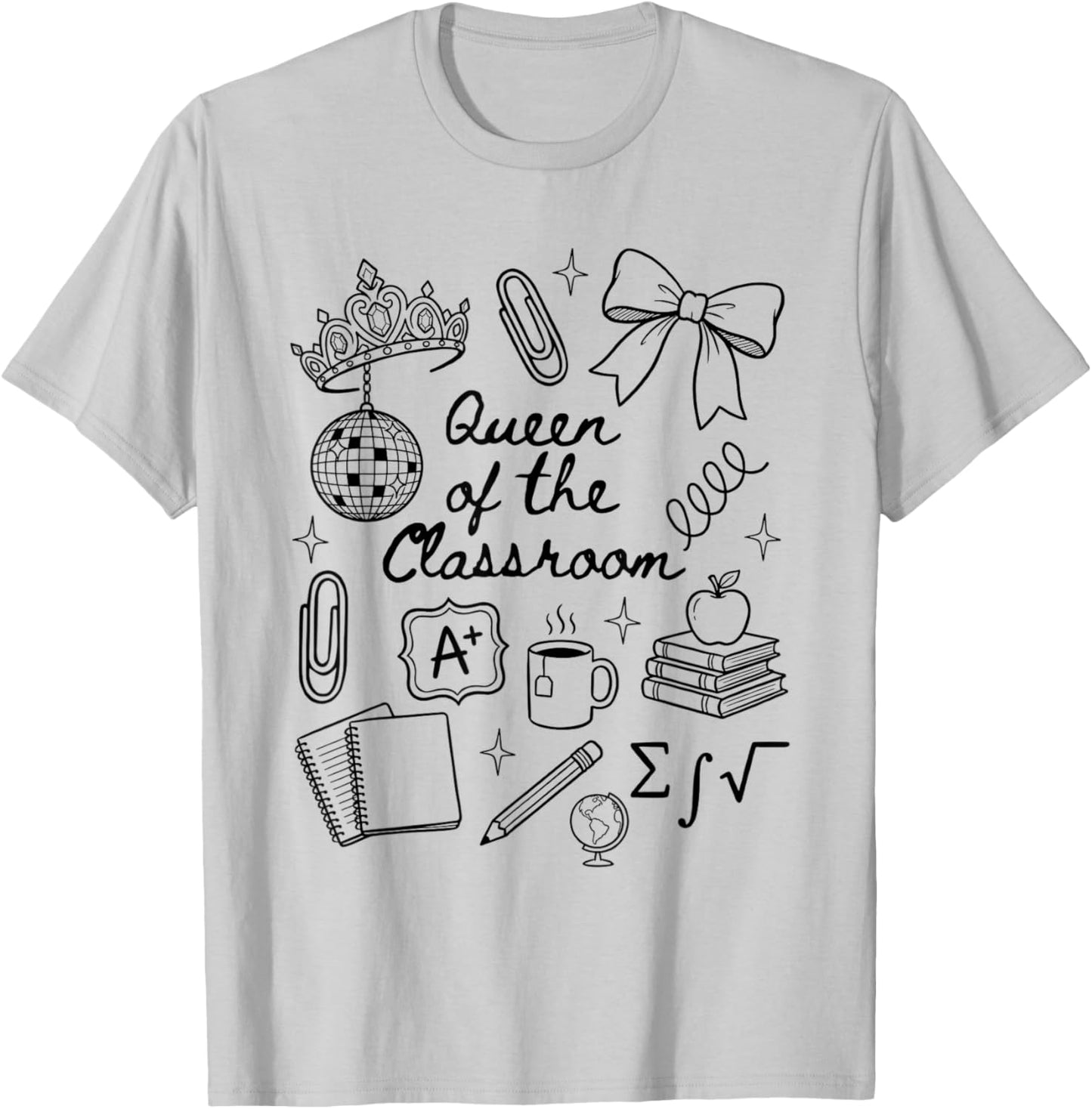 Preppy Teacher Queen of The Classroom Collage Coquette T-Shirt - T-Shirt | Ash