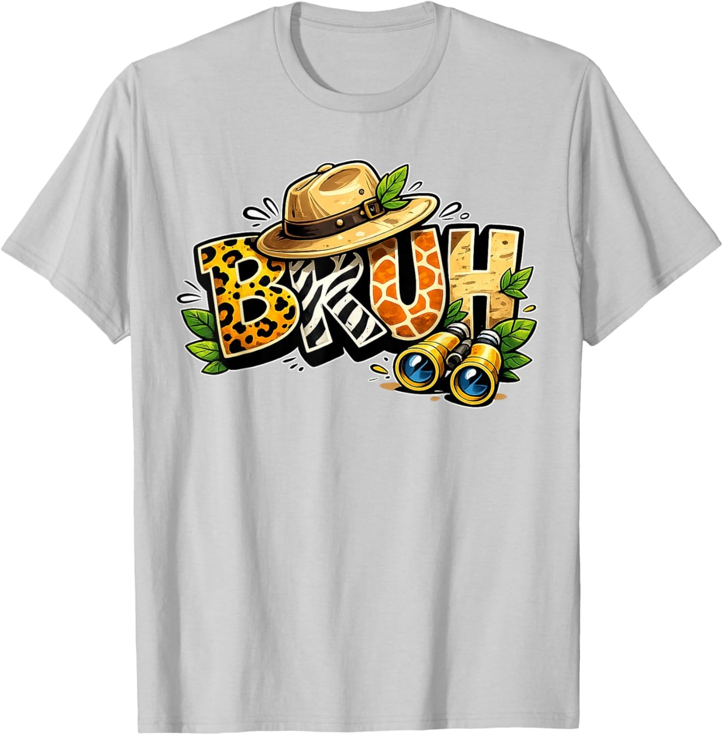 Bruh Safari Zookeeper Funny Animal Print Wildlife Boys Kids T-Shirt - T-Shirt | Ash