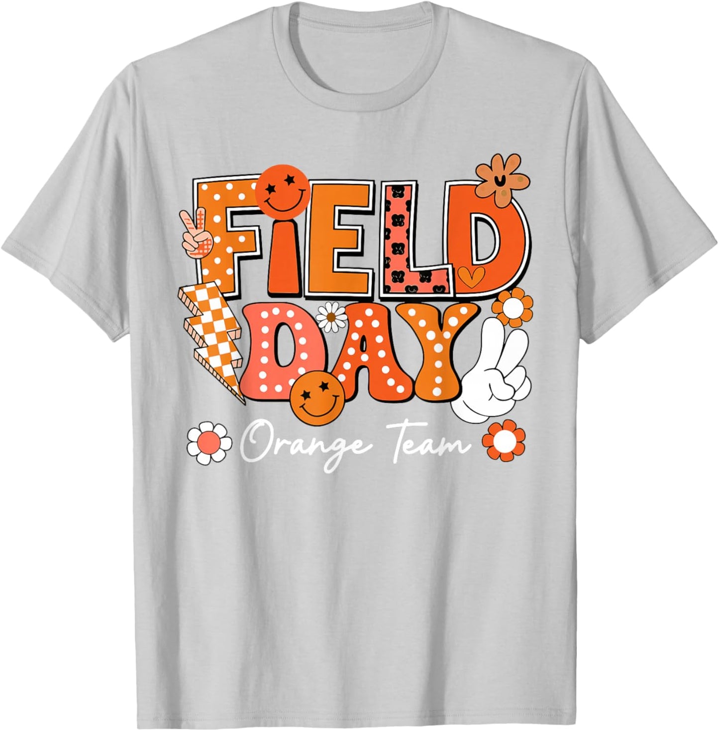 Field Day Orange Team Funny for Teacher Kids Field Day Games T-Shirt - T-Shirt | Ash