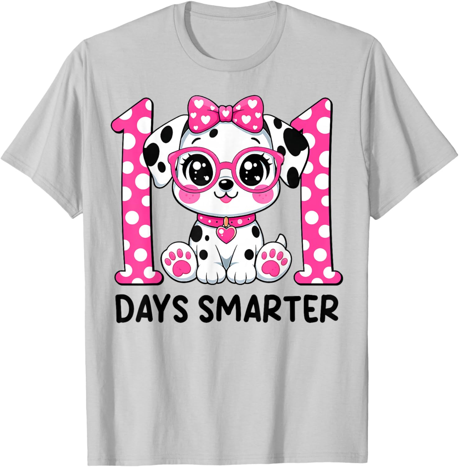 100 Days Smarter Cute Dalmatian Dog 100th Day of School Kids T-Shirt - T-Shirt | Ash