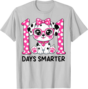 100 Days Smarter Cute Dalmatian Dog 100th Day of School Kids T-Shirt - T-Shirt | Ash