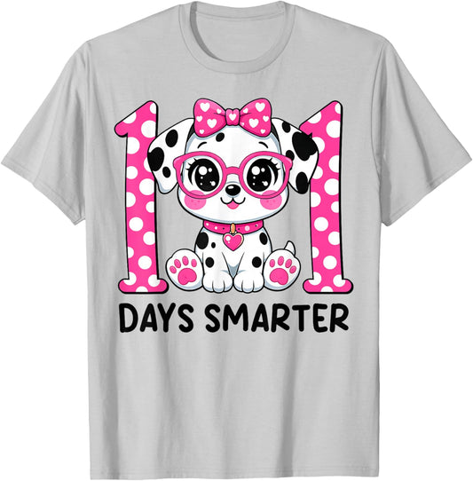 100 Days Smarter Cute Dalmatian Dog 100th Day of School Kids T-Shirt - T-Shirt | Ash