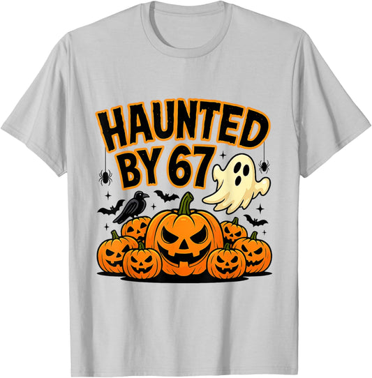 Haunted by 67 Funny Ghost and Pumpkin Halloween Costume T-Shirt - T-Shirt | Ash