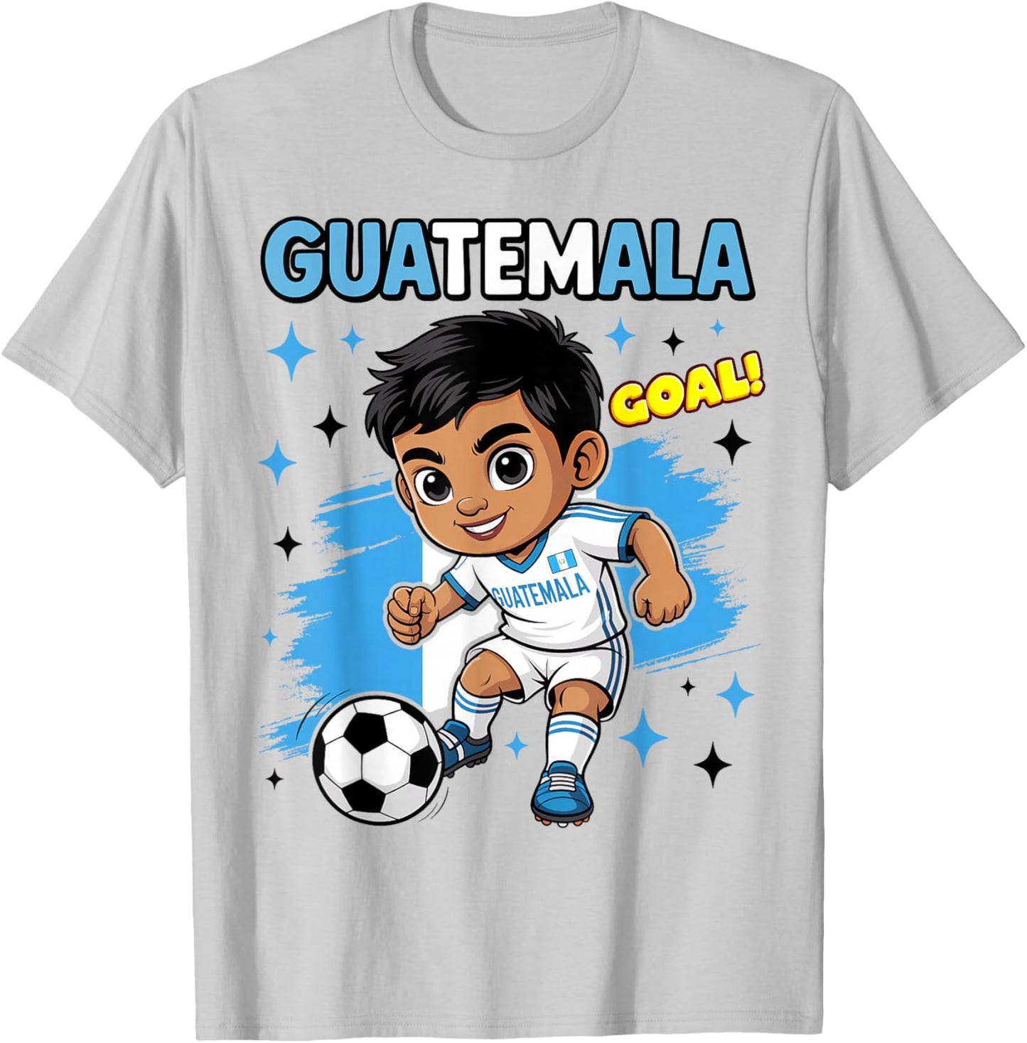 Guatemala Kid Goal Cartoon Guatemalan Flag for Kids T-Shirt - T-Shirt | Ash